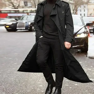 Trench Long à Double Boutonnage pour Homme