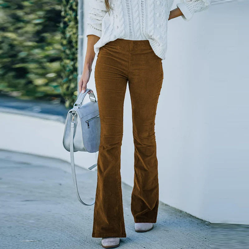 Pantalon Évasé en Velours Côtelé pour Femme – Image 8