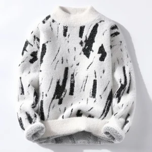 Pull en Tricot à Motif Abstrait pour Hommes