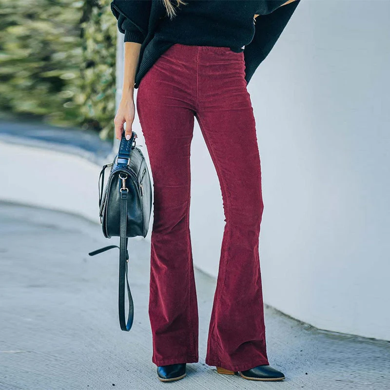 Pantalon Évasé en Velours Côtelé pour Femme – Image 4
