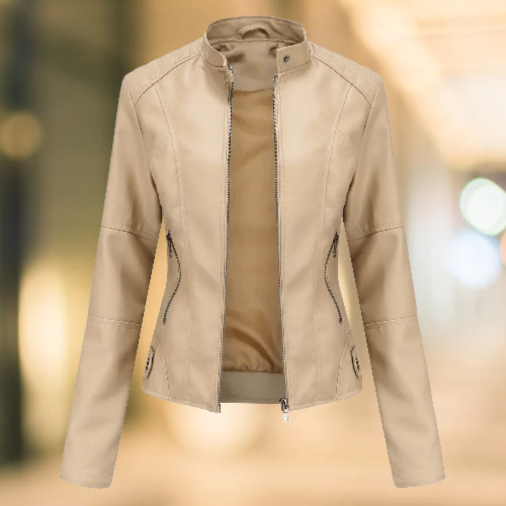 Veste en Cuir à Col montant pour Femmes – Image 5