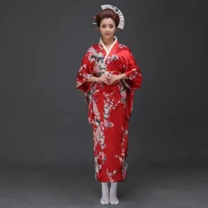Kimono femme traditionnel rouge