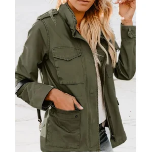 Veste Zippée Elégante Avec Poches pour Femmes