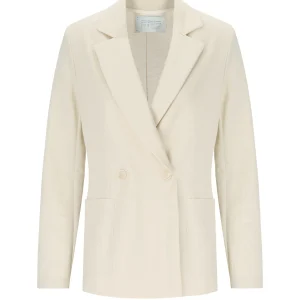 HARRIS WHARF LONDON IVORY DOUBLE-BREASTED BLAZER