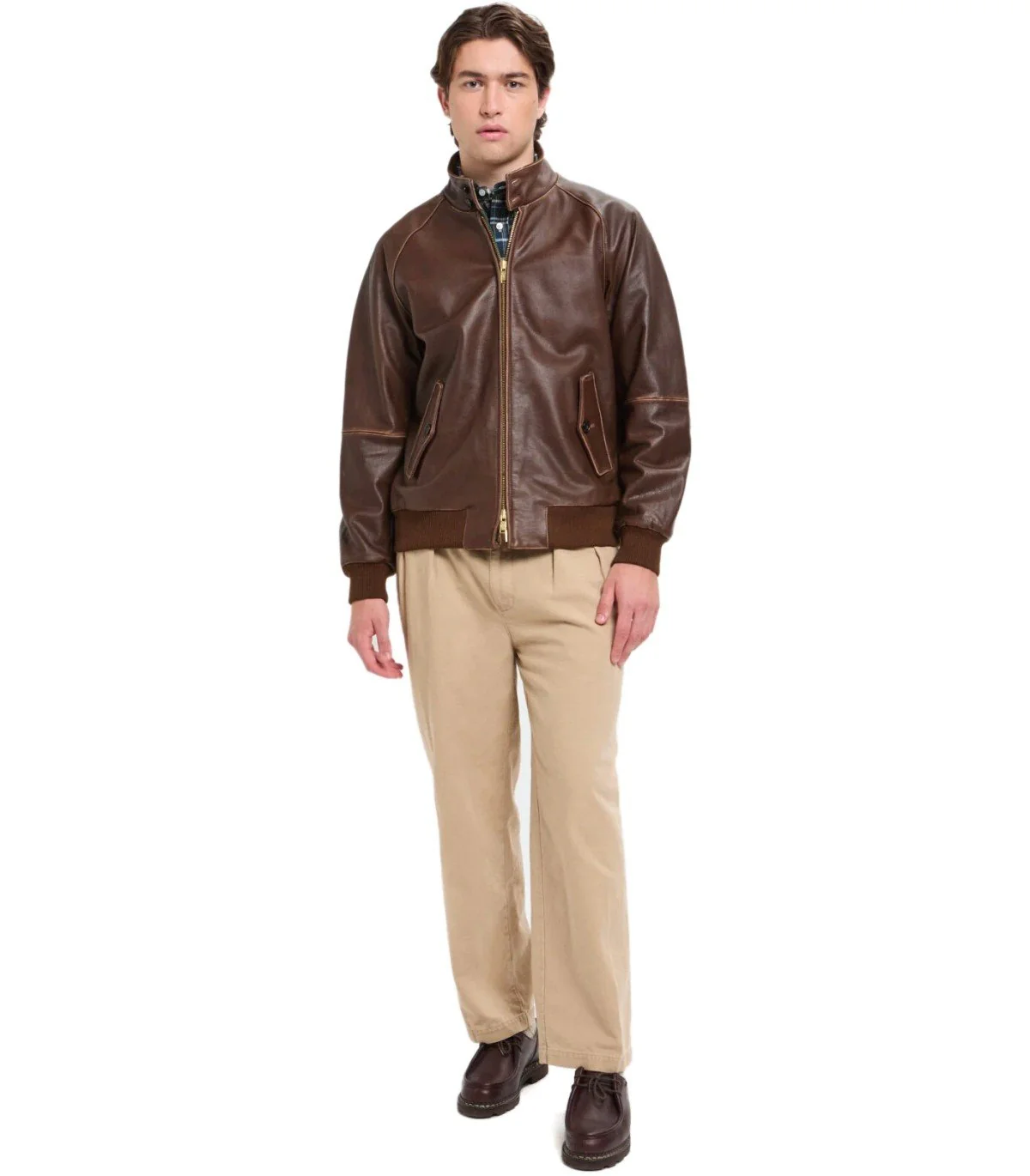 BARACUTA G9 LEATHER CHOCOLATE BOMBER JACKET – Image 3