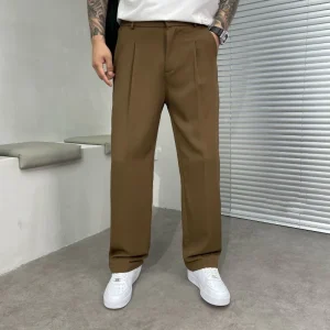 Pantalon Plissé à Jambe Large pour Homme