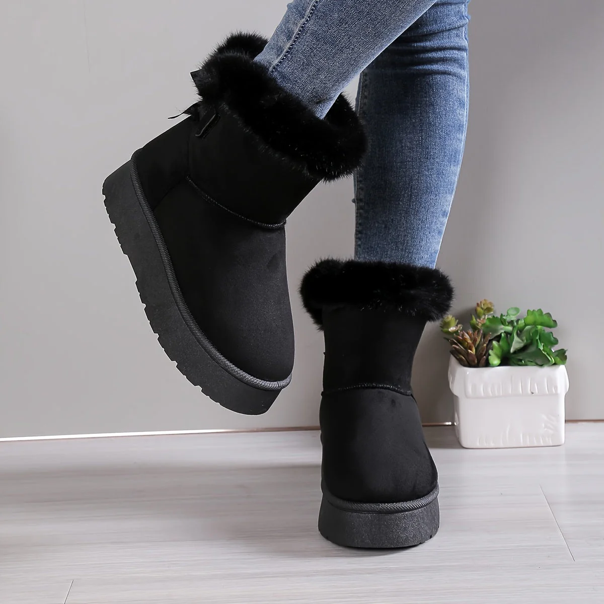 Bottes en Peluche à Doublure Thermique pour Femmes – Image 4