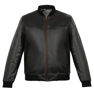 Bomber: Veste Hommes - Cuir Noir