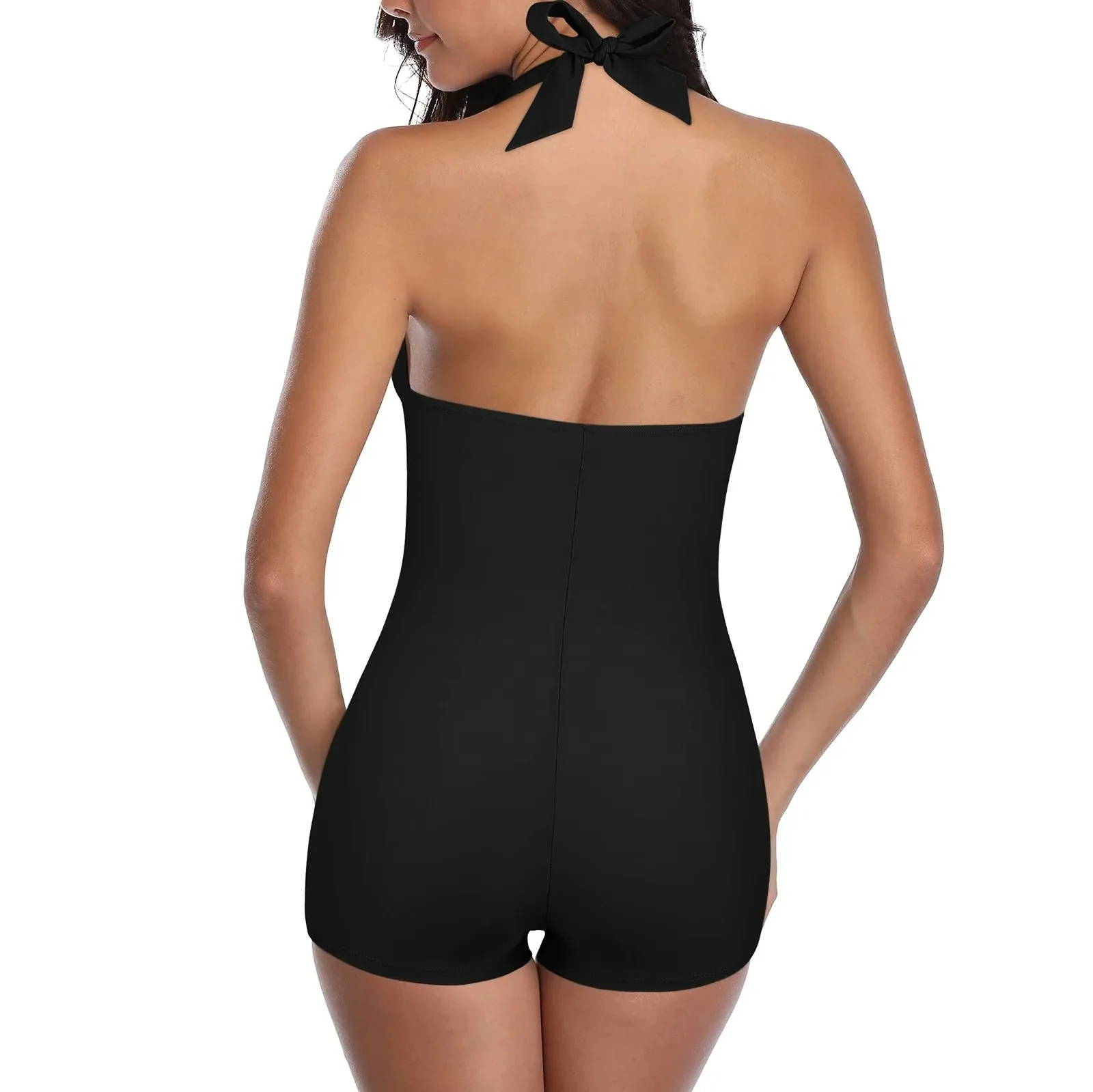 Maillot de Bain Une Pièce à Col Halter et Plis pour Femme – Image 4