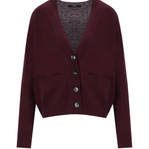 MAX MARA WEEKEND UNITO BURGUNDY CARDIGAN