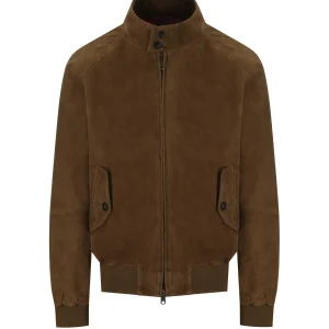 BARACUTA G9 SUÈDE DARK OLIVE BOMBER JACKET