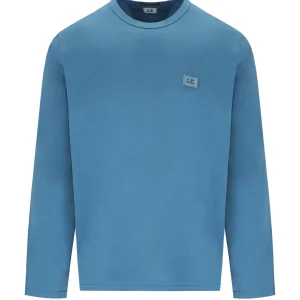 C.P. COMPANY AEGEAN BLUE LONG SLEEVED T-SHIRT