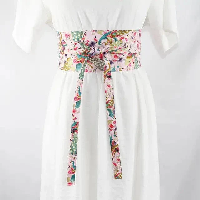 Ceinture Obi à nouer Rose Sakura – Image 2