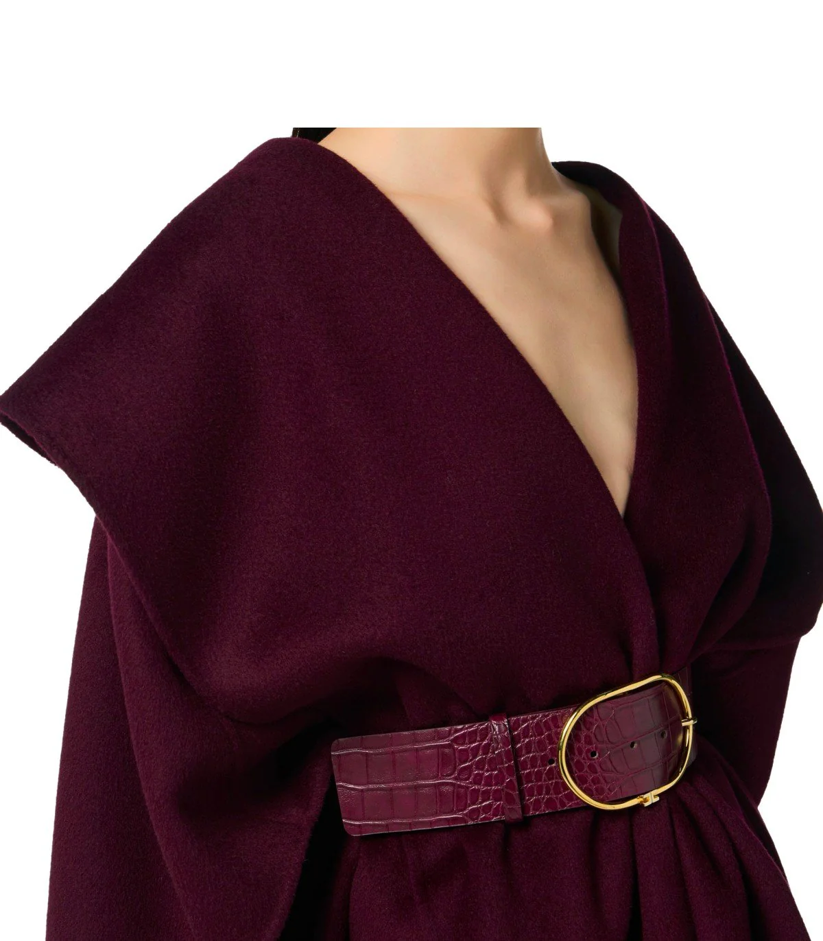 ELISABETTA FRANCHI MERLOT BELTED CAPE – Image 6