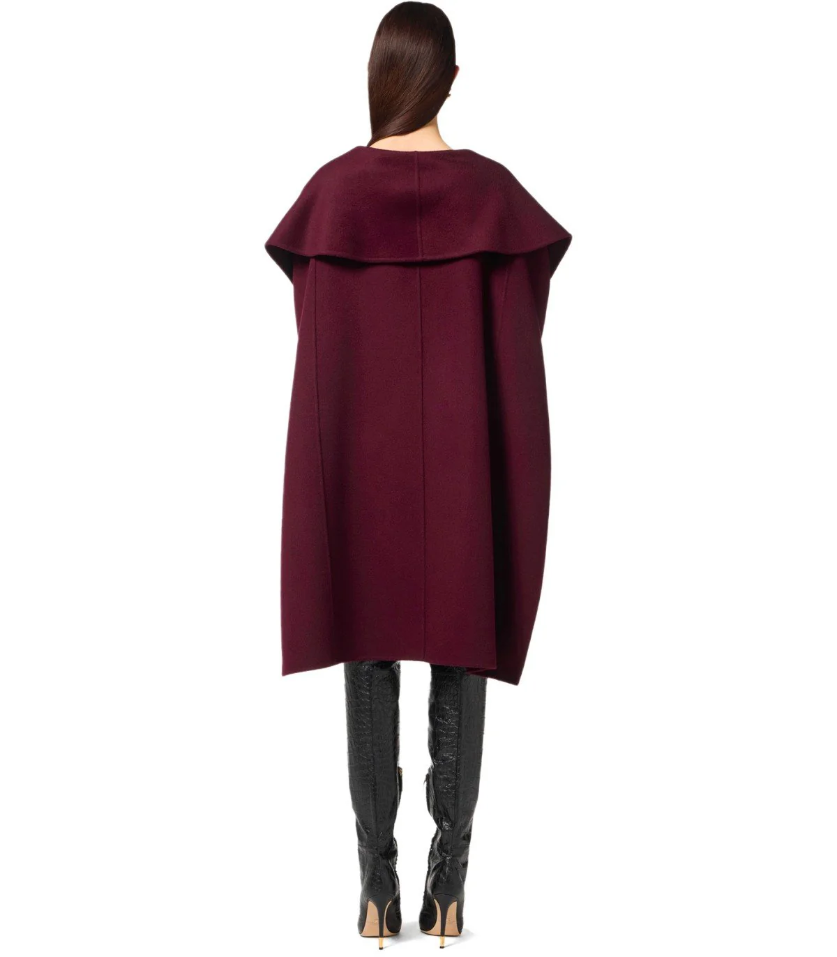 ELISABETTA FRANCHI MERLOT BELTED CAPE – Image 4