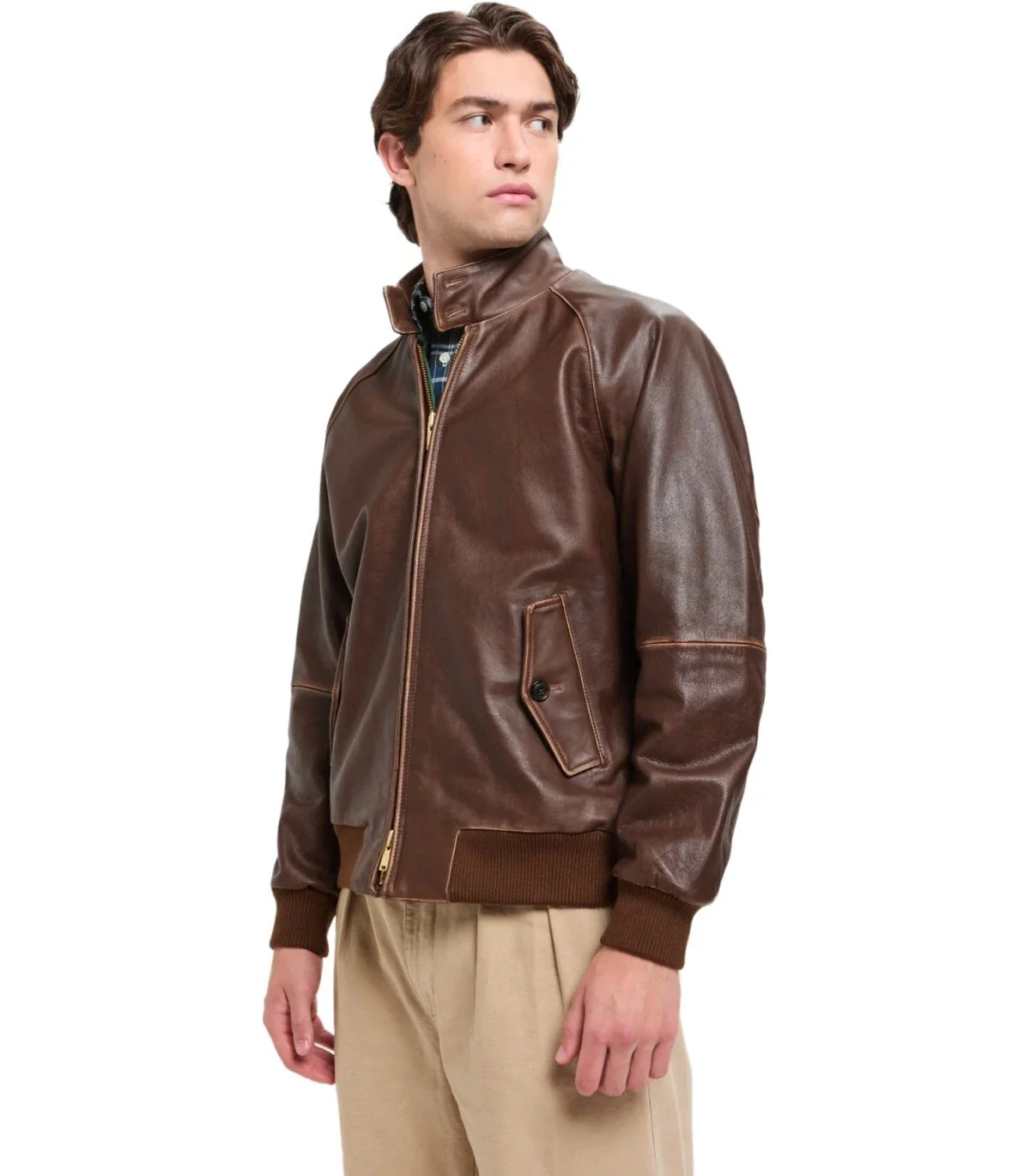 BARACUTA G9 LEATHER CHOCOLATE BOMBER JACKET – Image 4