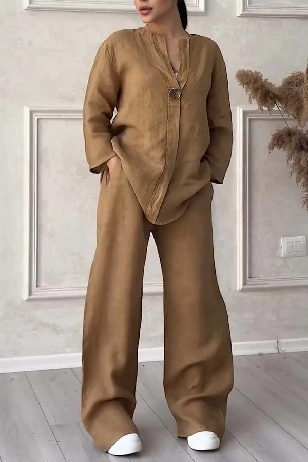 Ensemble En Lin À Encolure En V Pour Femme – Image 9