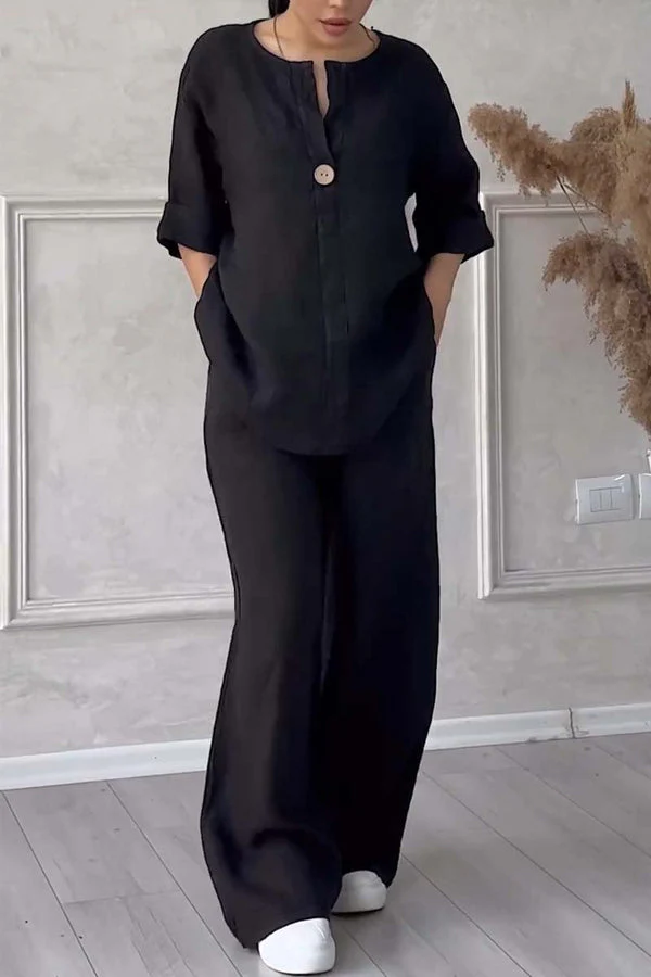 Ensemble En Lin À Encolure En V Pour Femme – Image 8