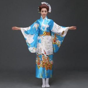 Kimono femme traditionnel Bleu