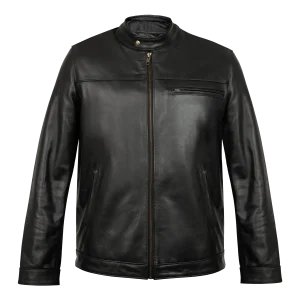 Racer: Veste Hommes - Cuir Noir