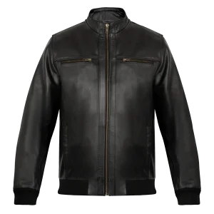 Vanguard: Veste Hommes - Cuir Noir